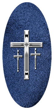 DG5000-517-SL-SH-BL Silver 3 Crosses Shimmer Blue